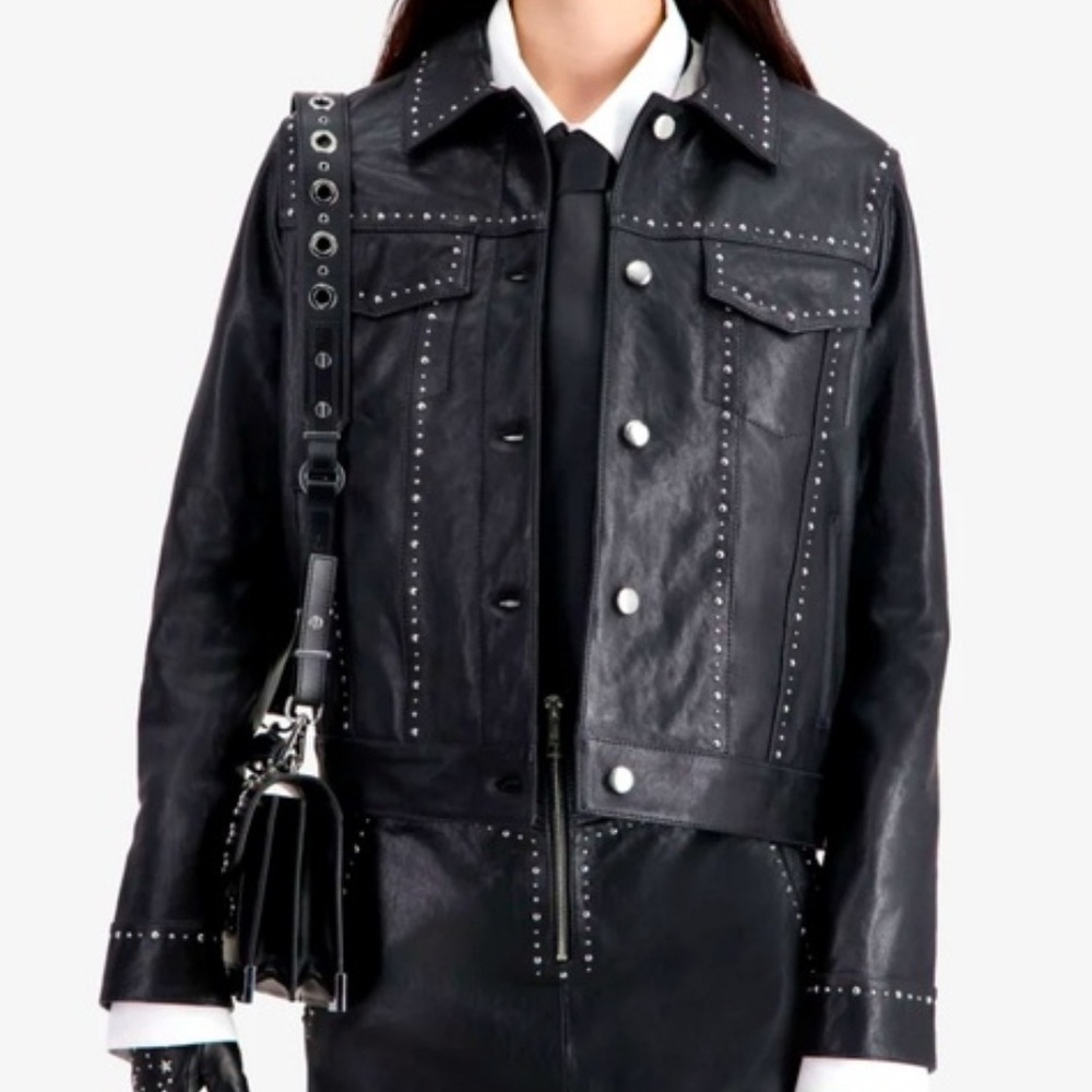 NWT The Kooples Leather Studded Jacket size 3 (Medium/Large)